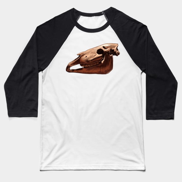 Ice Age Wild Horse Skull Baseball T-Shirt by Pip Tacla